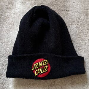 Santa Cruz Skateboards Black Beanie with Red and Yellow Logo